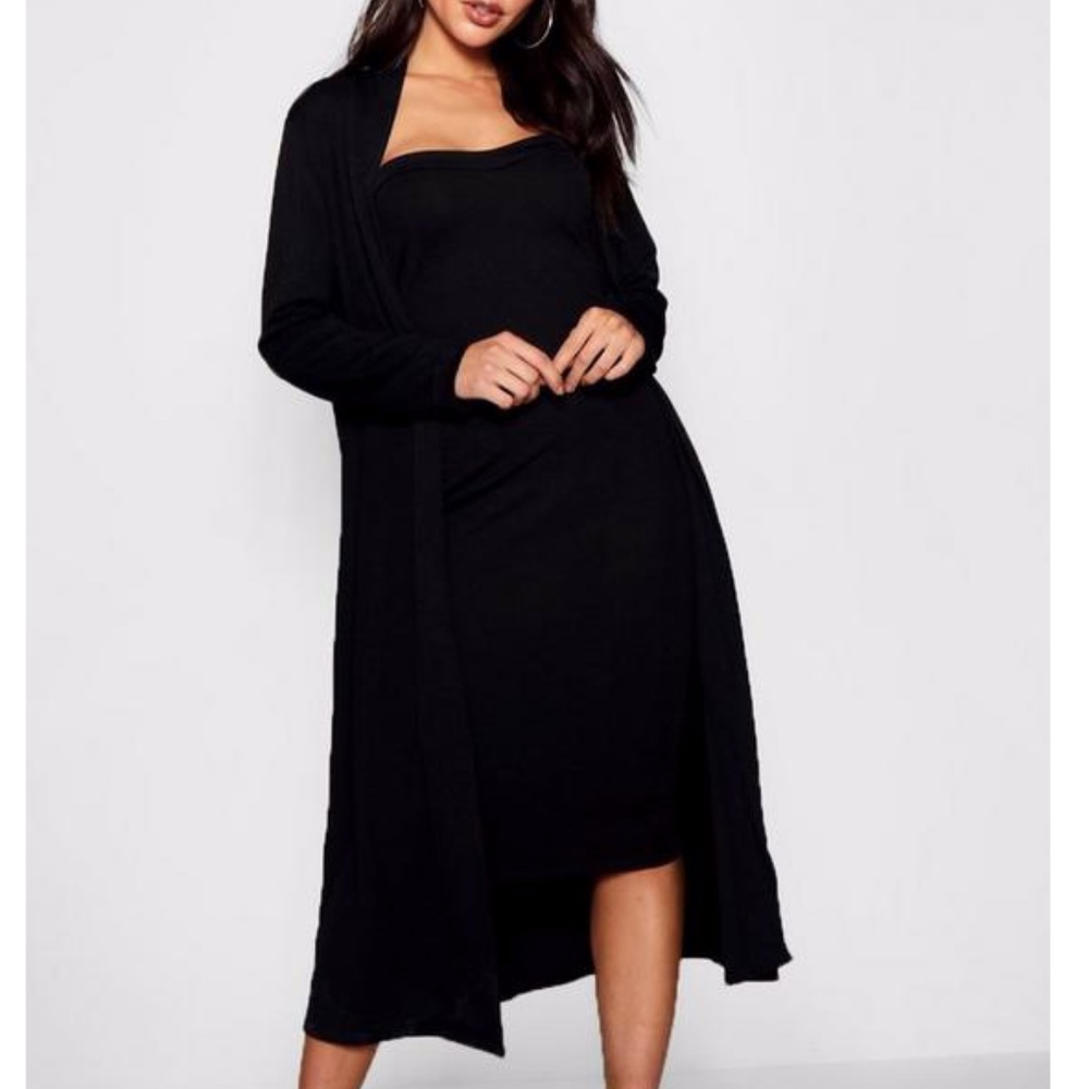 Black Bandeau Dress w/ Black Duster Set